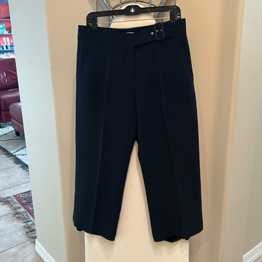 A.L.C. BLACK CROPPED WIDE LEG PANTS 4 POCKETS, FRONT ZIPPER, HIGH WAISTED SZ 8